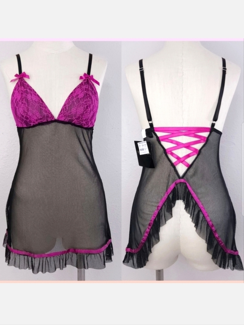 FREDERICK'S Of Hollywood Sheer Babydoll Nighty Slip Dress Lingerie SMALL